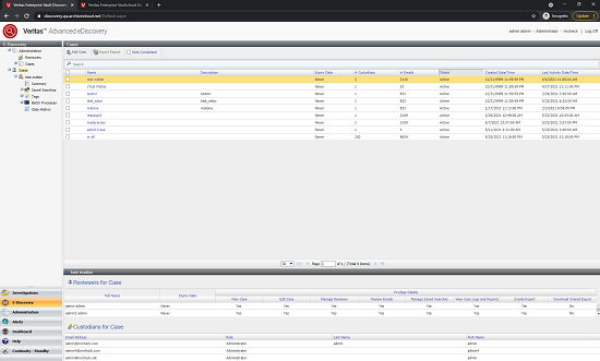 Advanced eDiscovery User Interface