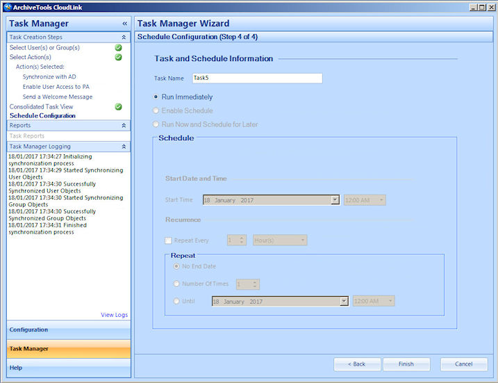 Task and schedule information task