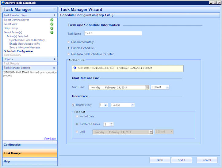 Schedule Task - recurring task