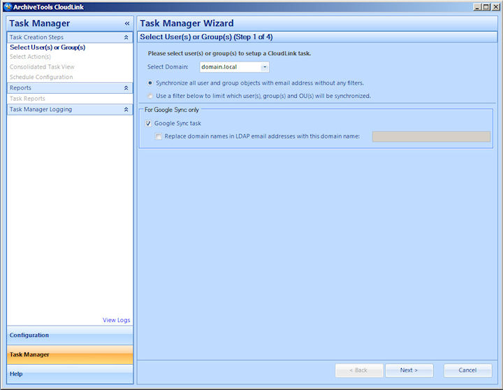 Google Sync Task check box