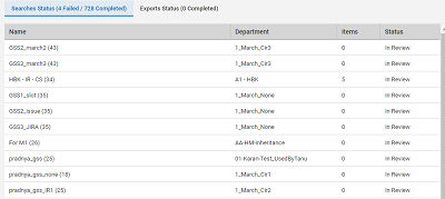 An example of Searches and Exports status on dashboard